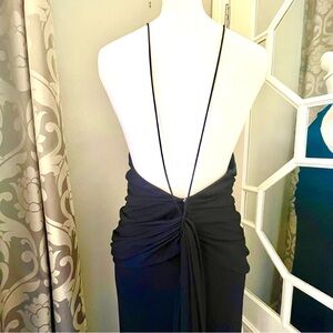 HALSTON “H” Vintage Navy Blue Open Back Column Maxi Dress - Size 8 - Worn Once
